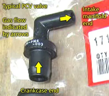 Handheld PCV valve with flow markings on the housing