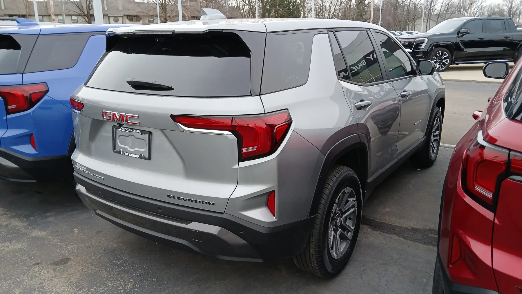 Rear view of a 2025 GMC Terrain Elevation with a thin lamp across the tailgate and GMC letters on the hatch